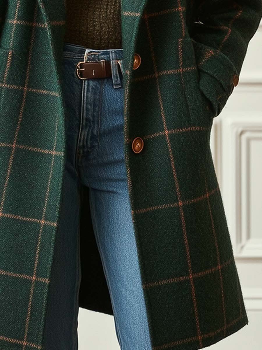 ADRIANA™ - ELEGANT COZY CHECKERED COAT