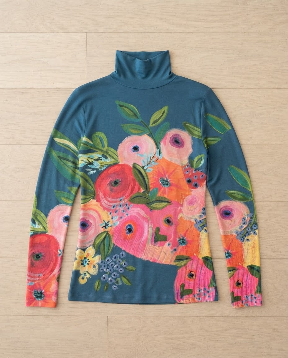 ALICE™ - ELEGANT FLORAL TURTLENECK SWEATER