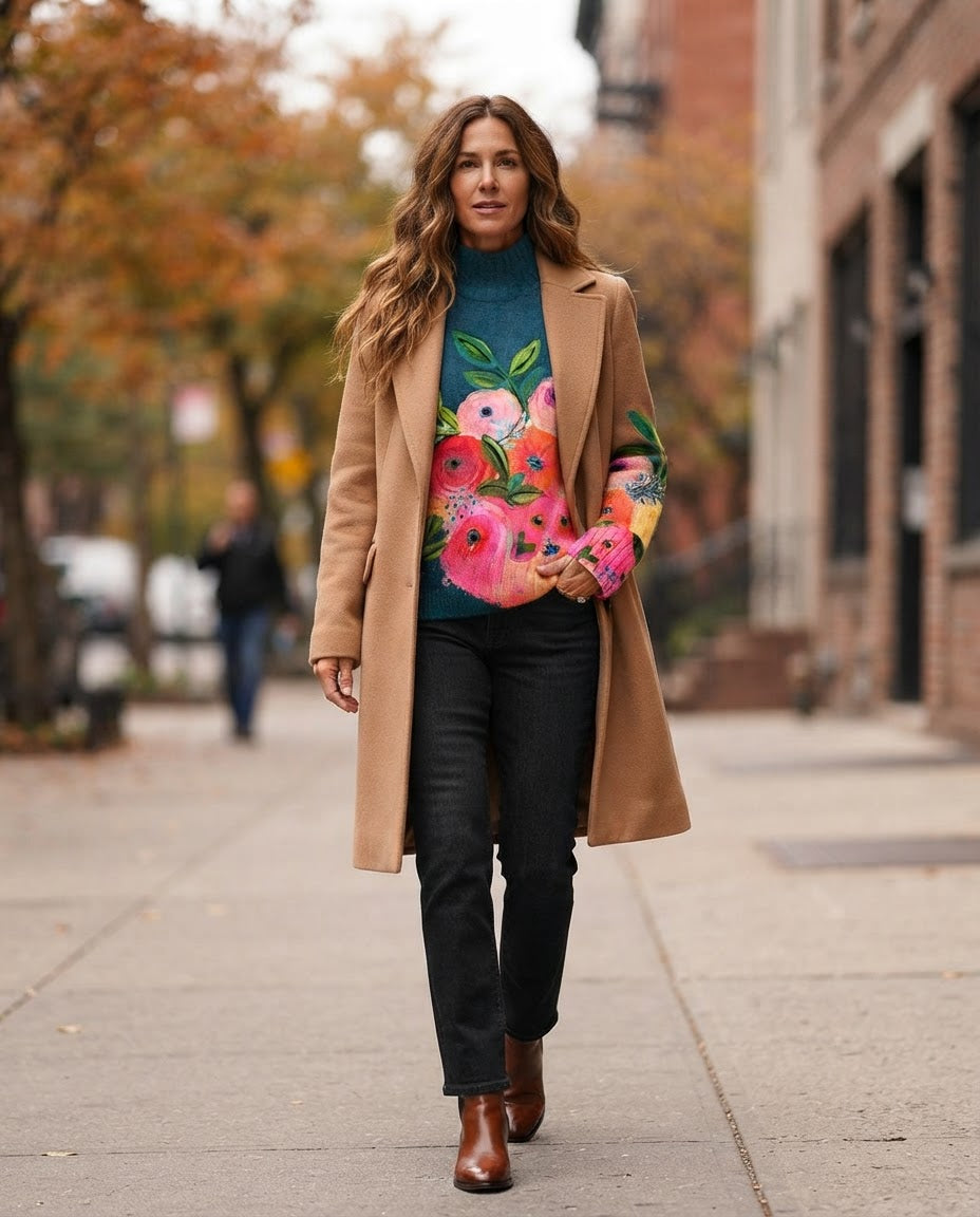 ALICE™ - ELEGANT FLORAL TURTLENECK SWEATER