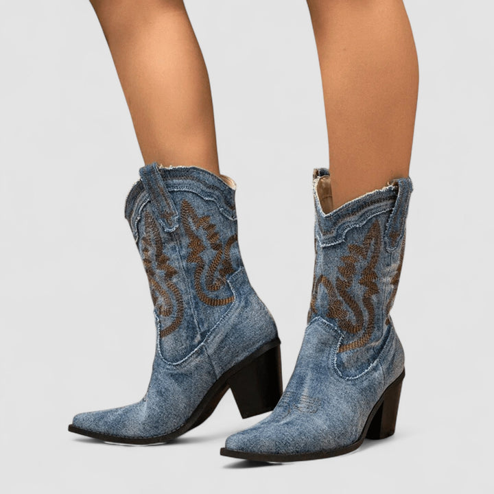 CALLIE™ - ELEGANT EMBROIDERED ANKLE BOOTS