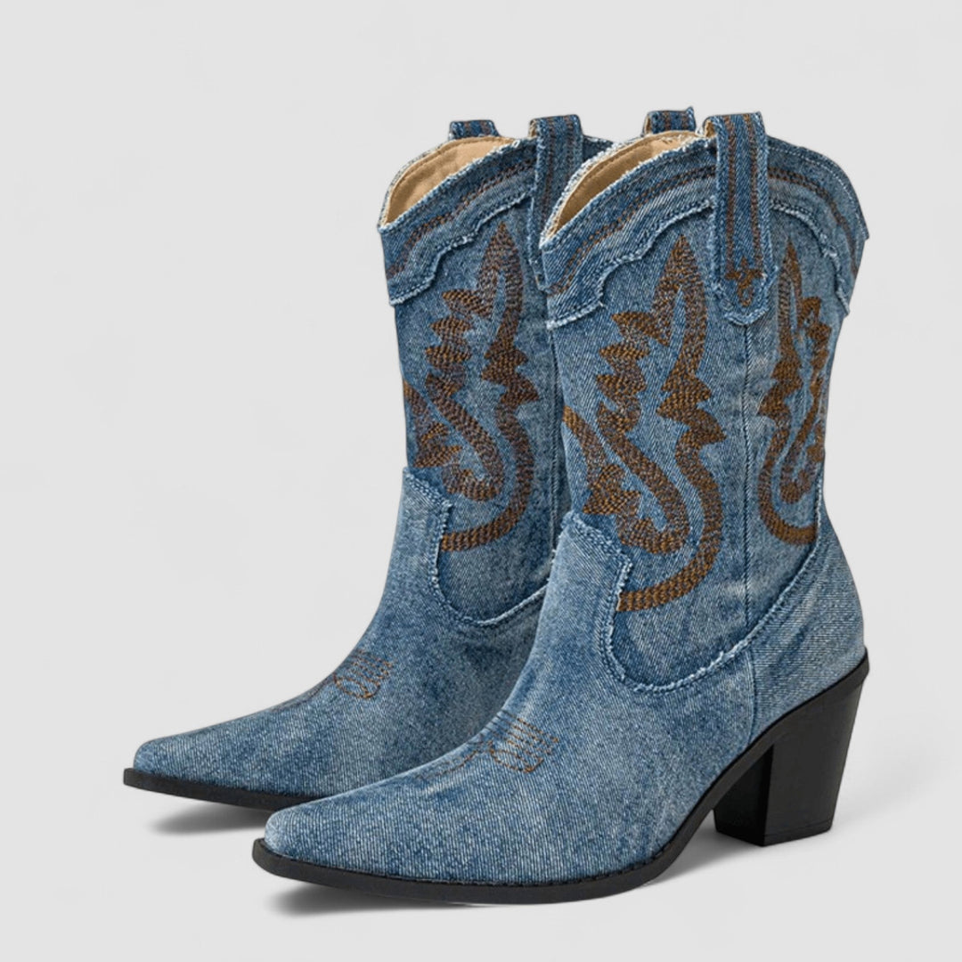 CALLIE™ - ELEGANT EMBROIDERED ANKLE BOOTS