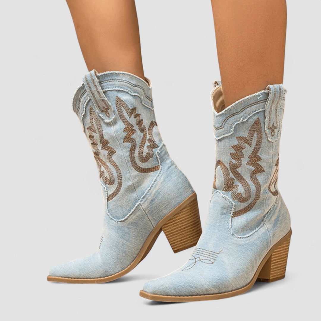 CALLIE™ - ELEGANT EMBROIDERED ANKLE BOOTS