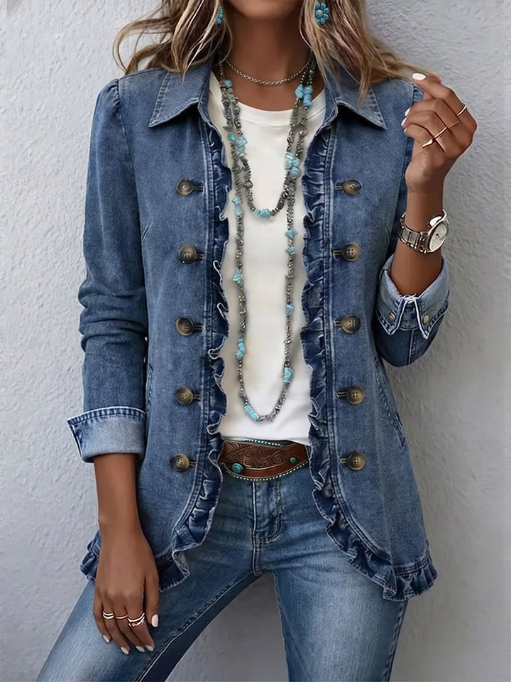 RUFFELLE™ - ELEGANT DENIM RUFFLED JACKET
