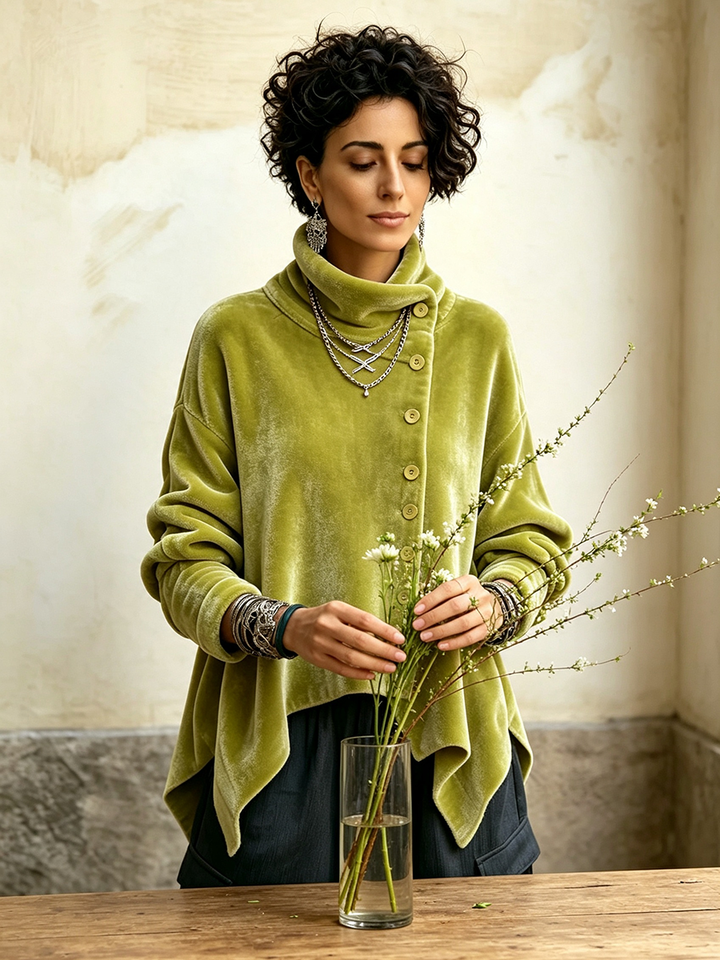 MARISOL™ - ELEGANT ASYMMETRICAL VELVET SWEATER
