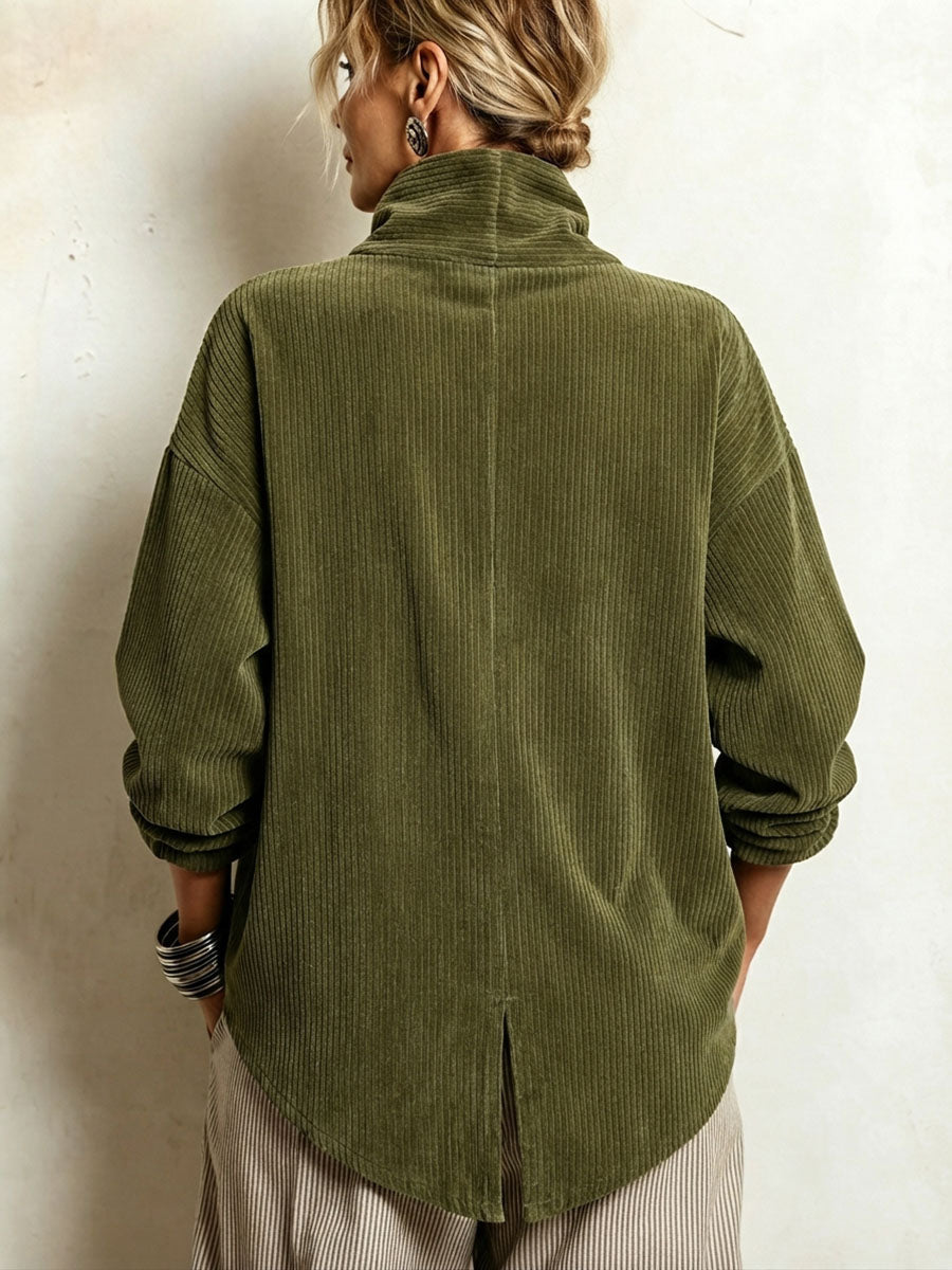 AMBER™ - ELEGANT CORDUROY BUTTON-UP SWEATER