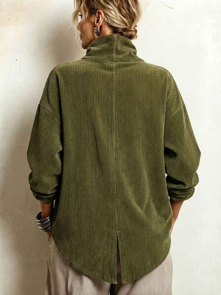 AMBER™ - ELEGANT CORDUROY BUTTON-UP SWEATER