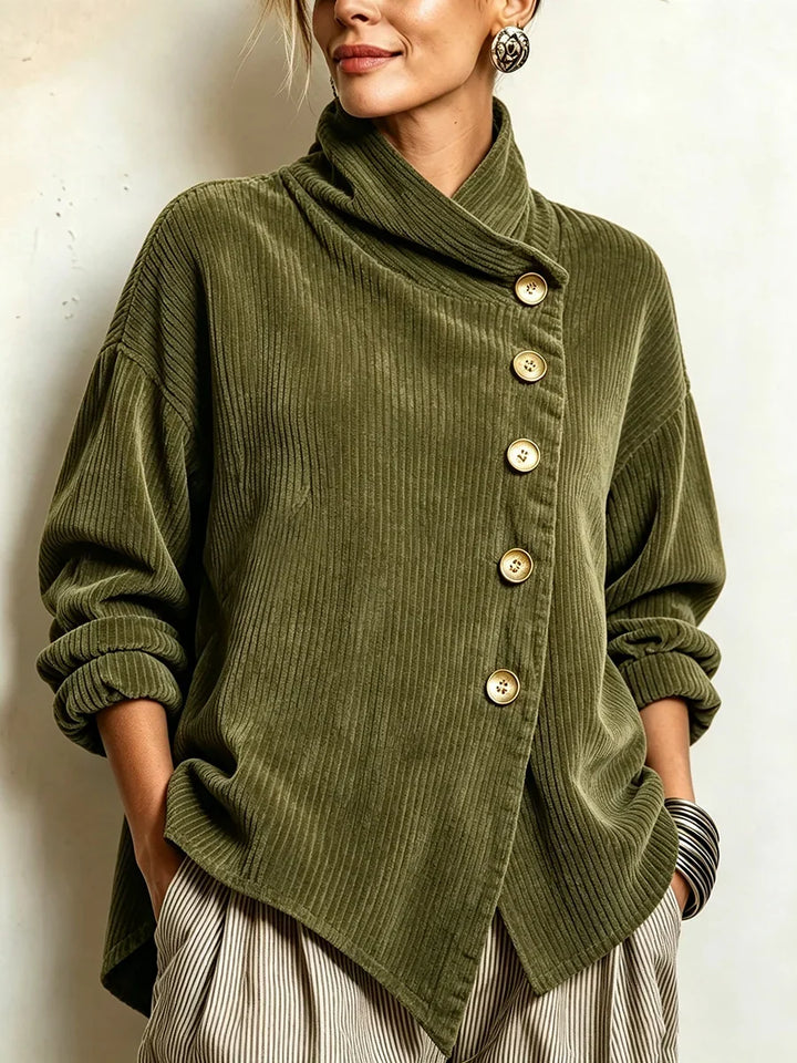 AMBER™ - ELEGANT CORDUROY BUTTON-UP SWEATER
