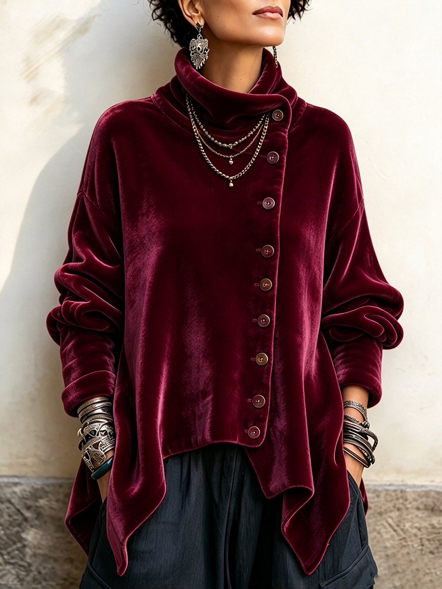 MARISOL™ - ELEGANT ASYMMETRICAL VELVET SWEATER