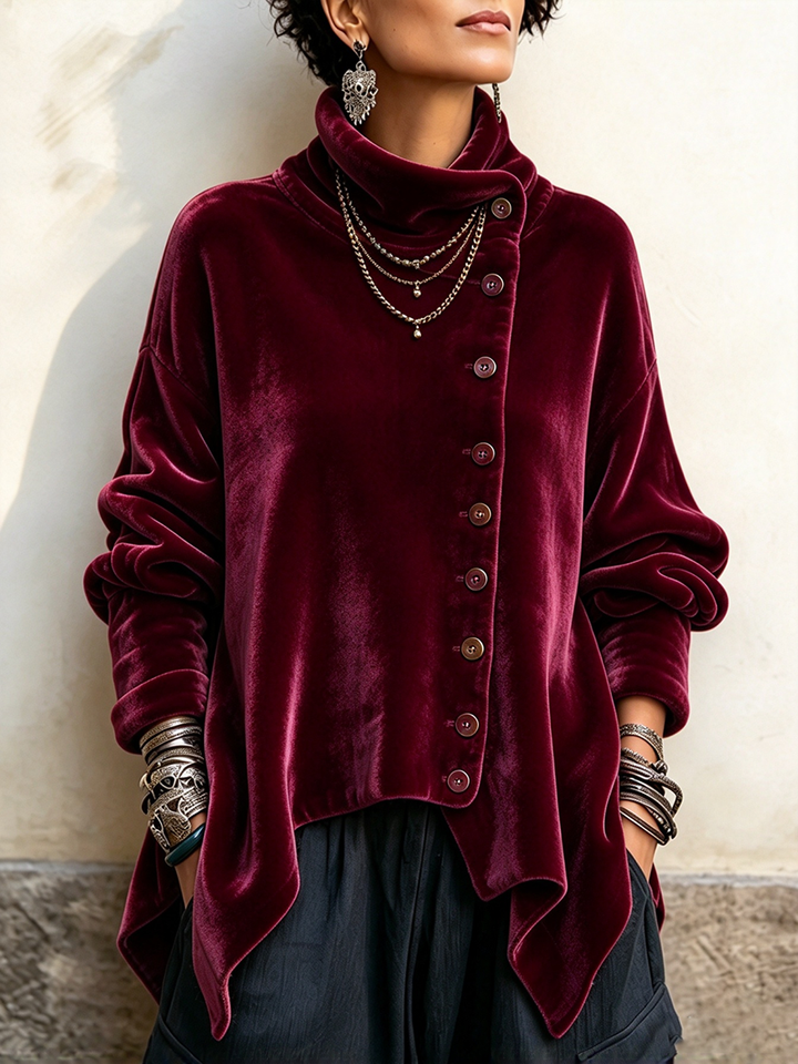 MARISOL™ - ELEGANT ASYMMETRICAL VELVET SWEATER