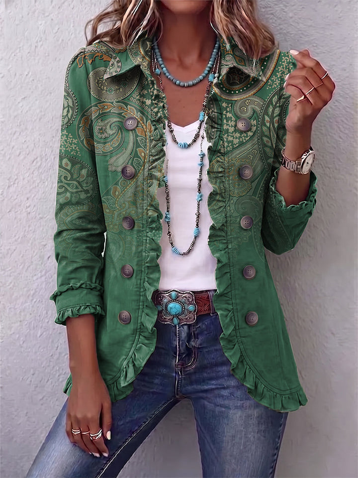 JEMARA™ - BOHEMIAN PAISLEY RUFFLED JACKET
