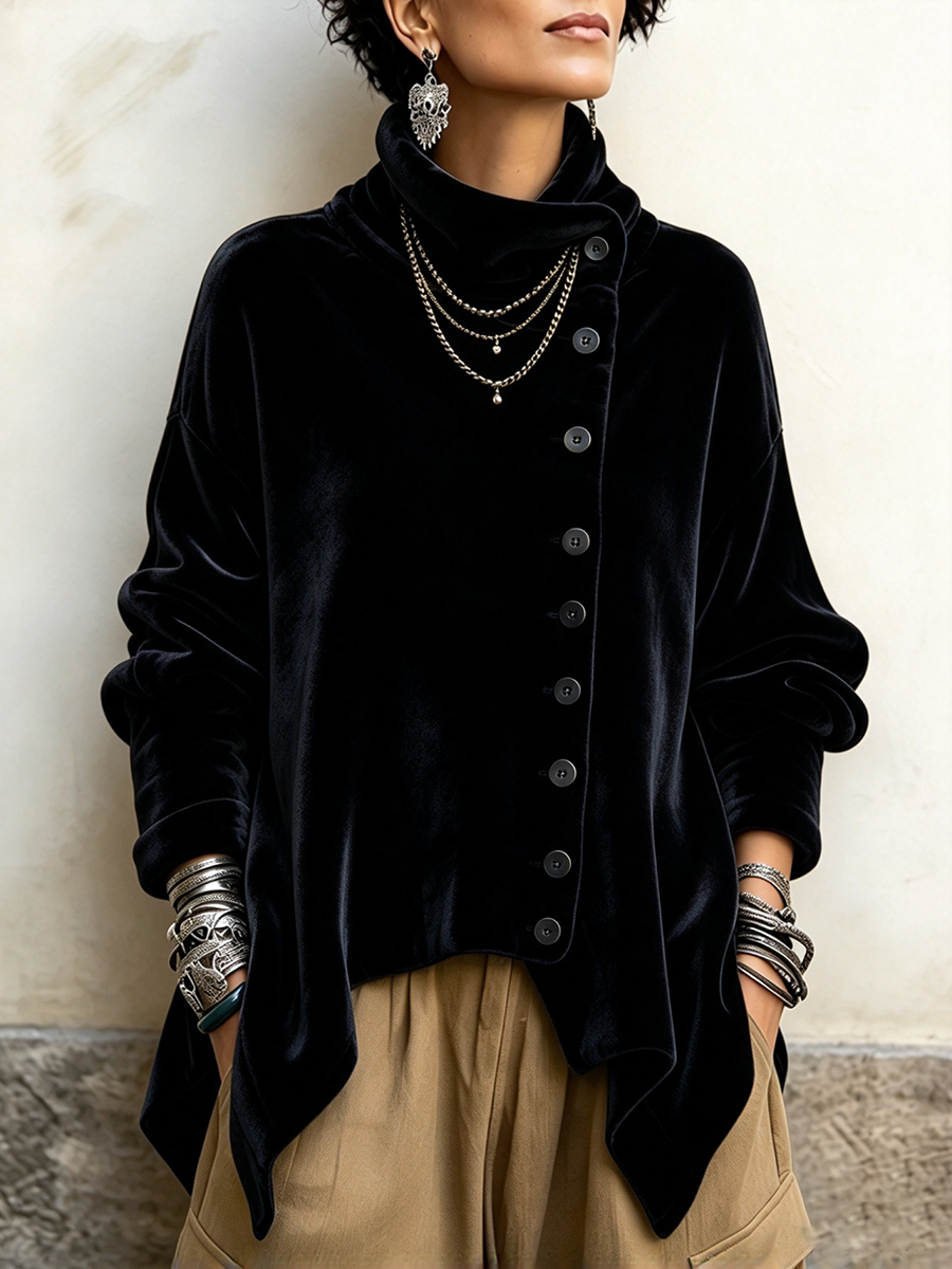 MARISOL™ - ELEGANT ASYMMETRICAL VELVET SWEATER