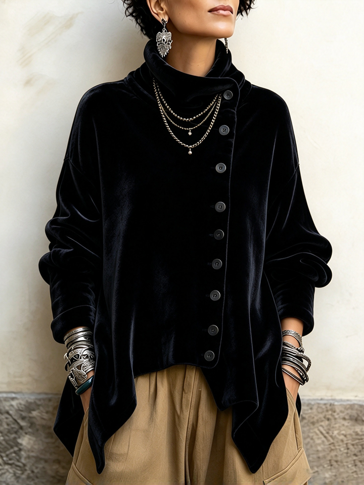 MARISOL™ - ELEGANT ASYMMETRICAL VELVET SWEATER
