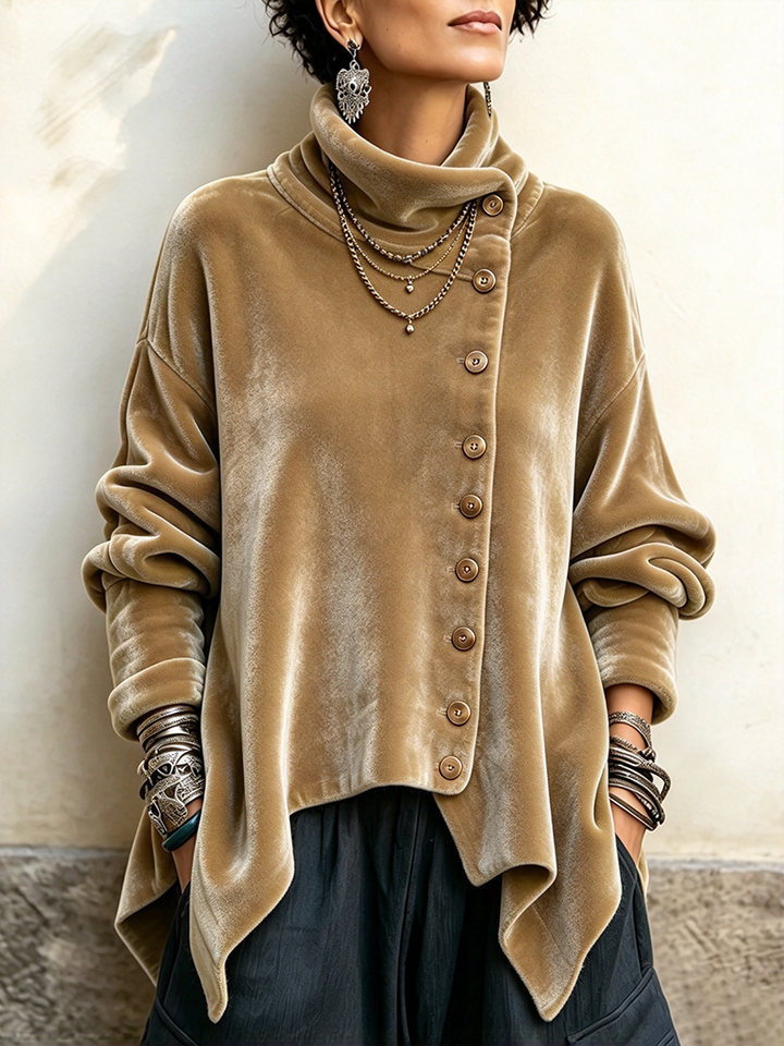 MARISOL™ - ELEGANT ASYMMETRICAL VELVET SWEATER