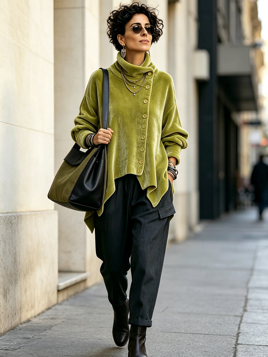 MARISOL™ - ELEGANT ASYMMETRICAL VELVET SWEATER