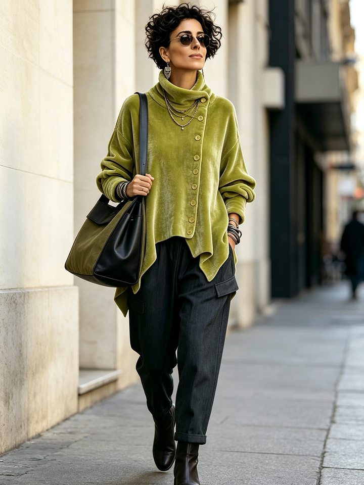 MARISOL™ - ELEGANT ASYMMETRICAL VELVET SWEATER