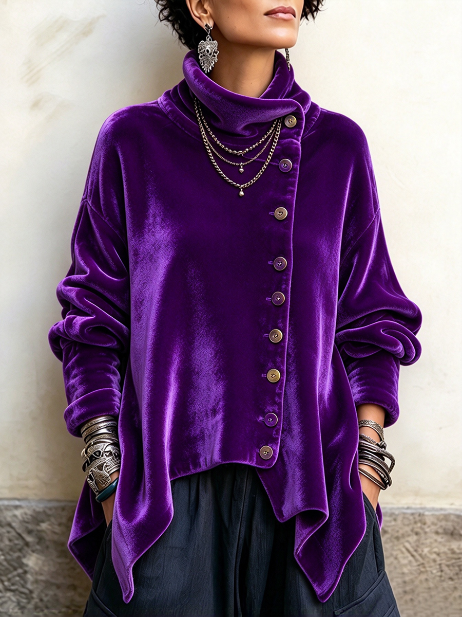 MARISOL™ - ELEGANT ASYMMETRICAL VELVET SWEATER