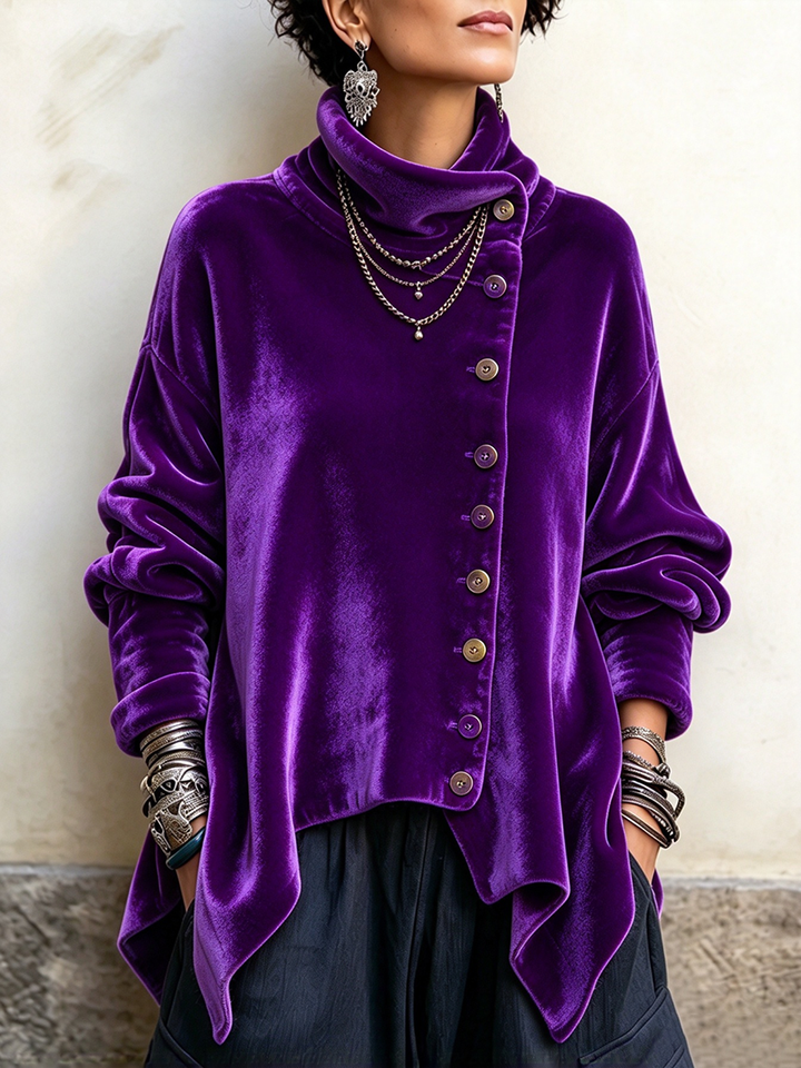 MARISOL™ - ELEGANT ASYMMETRICAL VELVET SWEATER