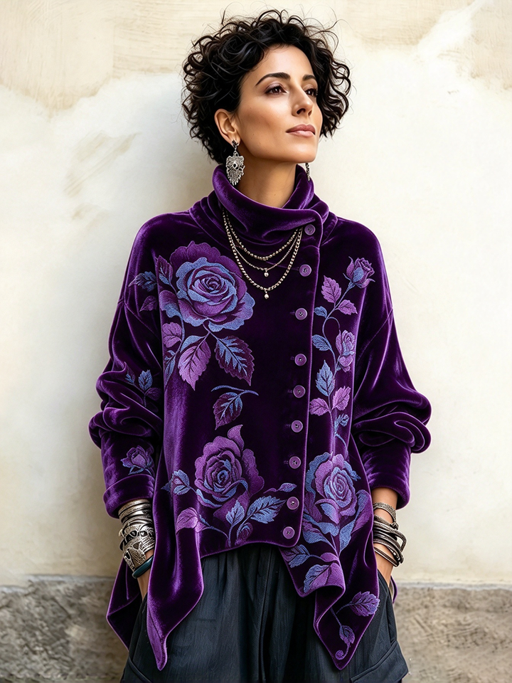 REMEDIOS™ - ELEGANT FLORAL VELVET SWEATER