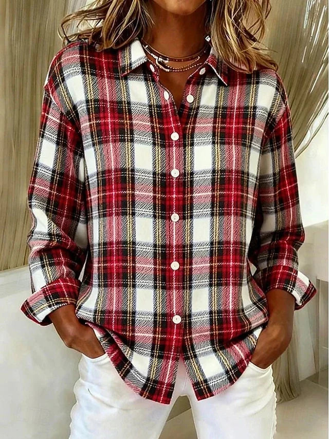 DULCIE™ - ELEGANT PLAID VINTAGE BLOUSE