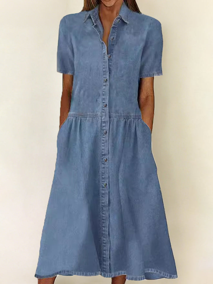 CAROL™ - RELAXED SUMMER DENIM MIDI DRESS