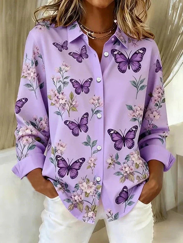 DAHLIA™ - ELEGANT FLORAL COMFORT BLOUSE