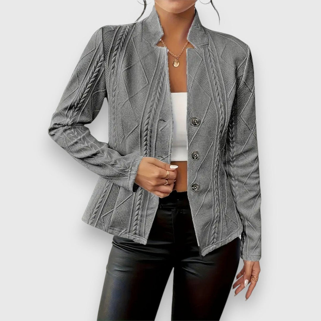 LORETTA™ - ELEGANT TEXTURED BUTTON CARDIGAN