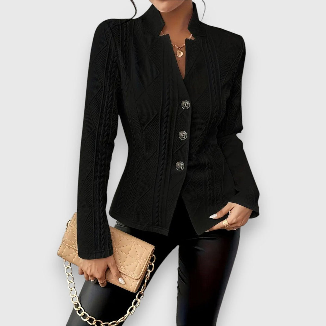 LORETTA™ - ELEGANT TEXTURED BUTTON CARDIGAN