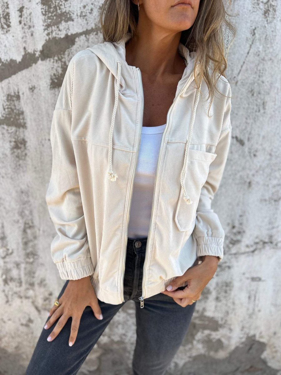 LAUREN™ - ELEGANT RIBBED HOODED JACKET