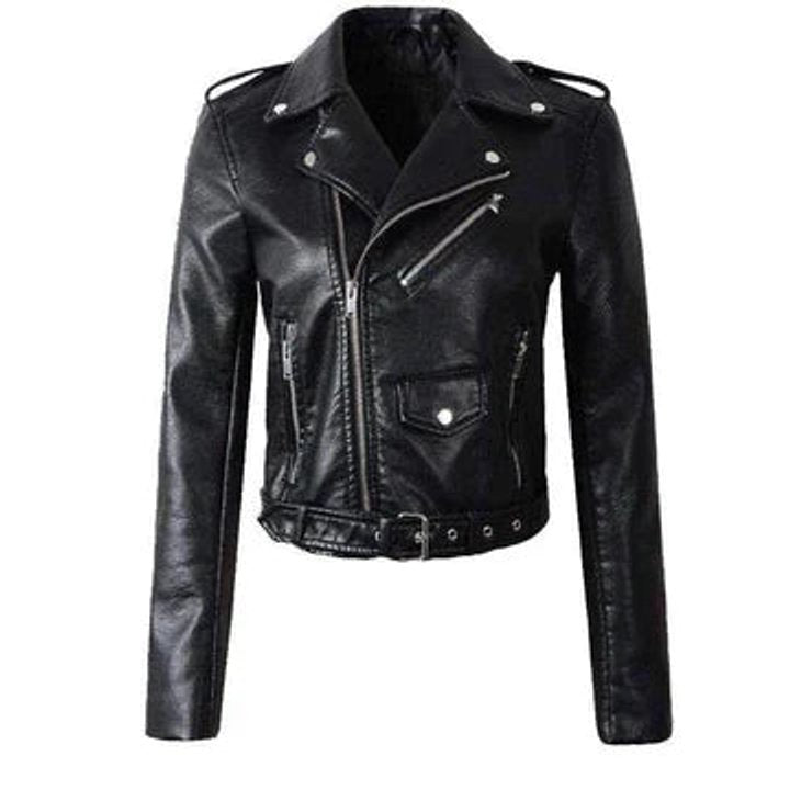 RACHEL™ - CROPPED BELTED LEATHER JACKET