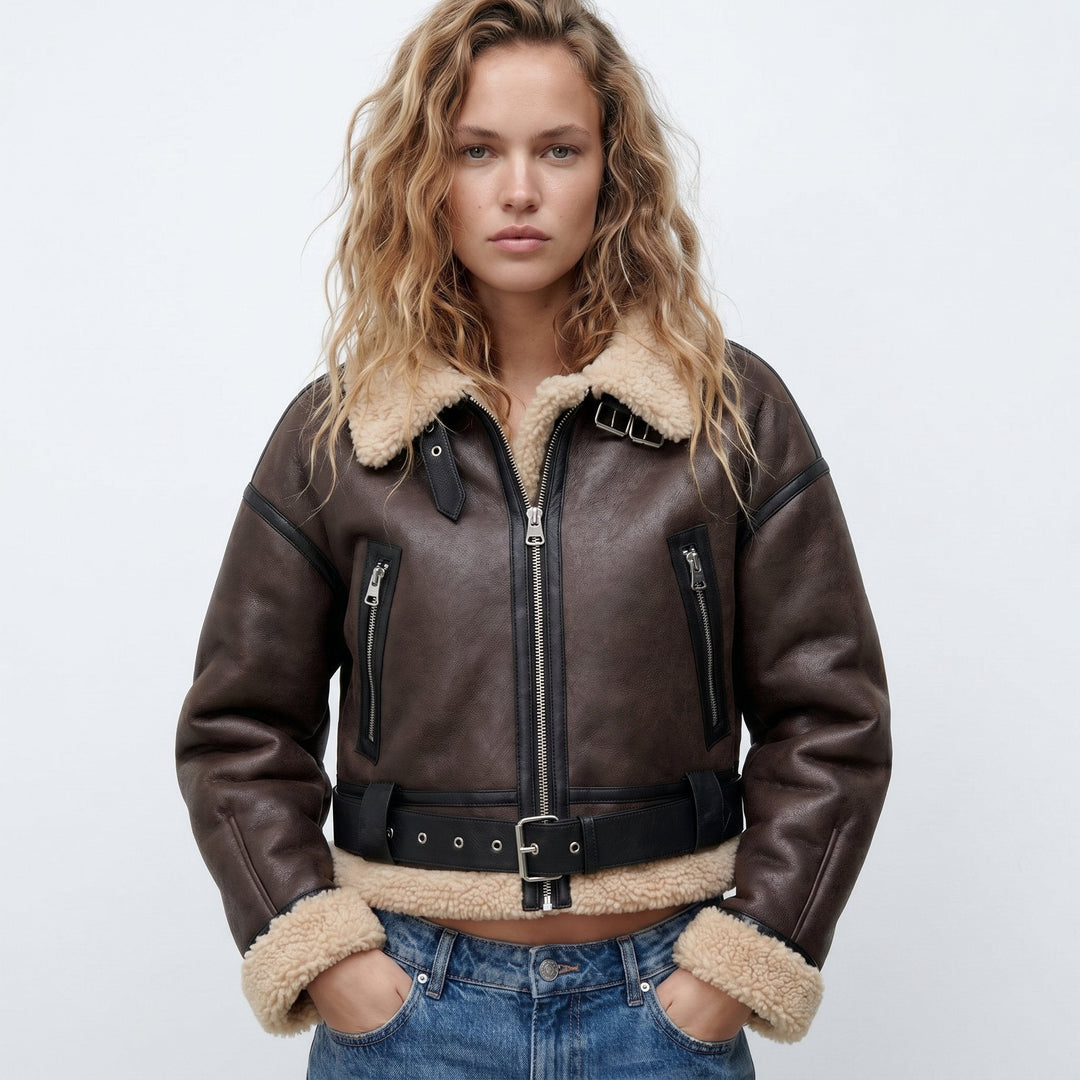 VERENA™ - CROPPED AVIATOR BOMBER JACKET