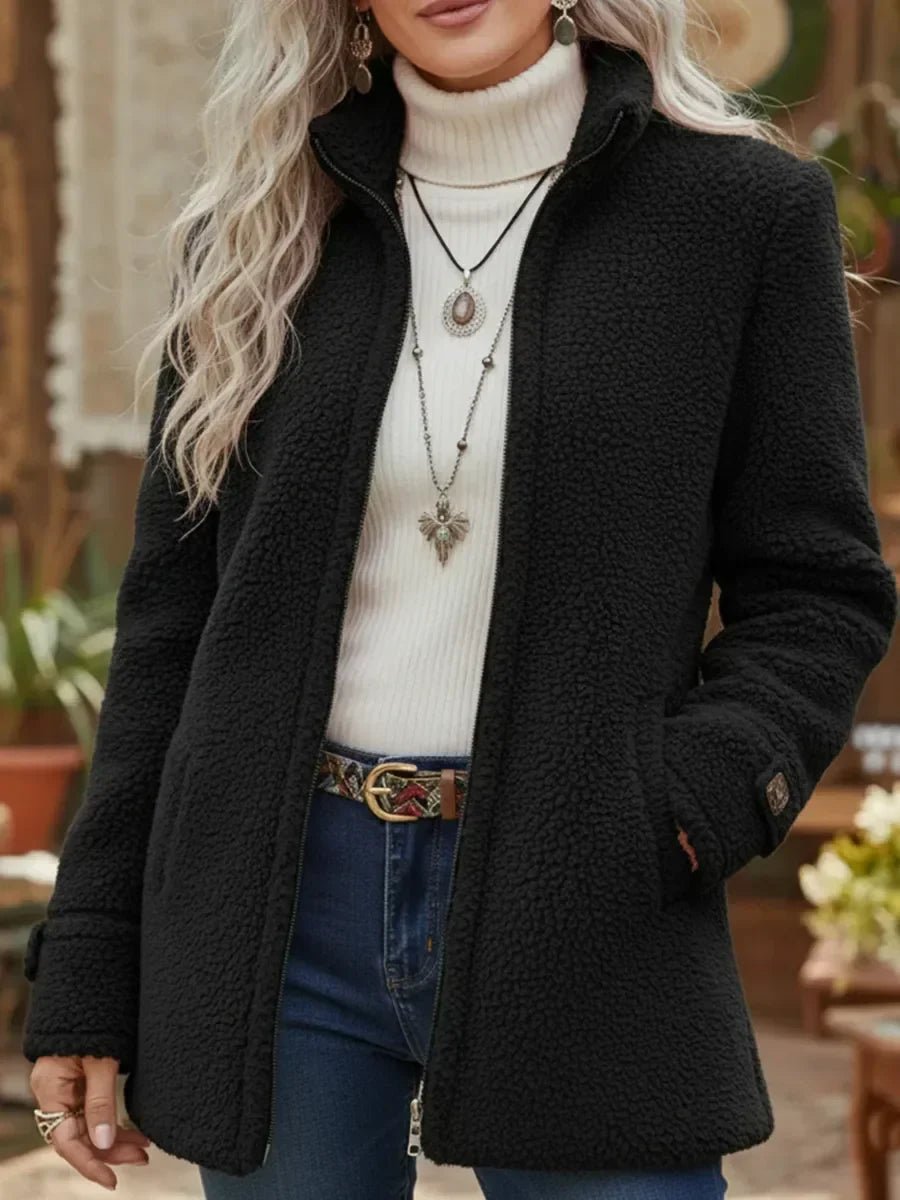 PATRICIA™ - ELEGANT PLUSH COLLARED COAT