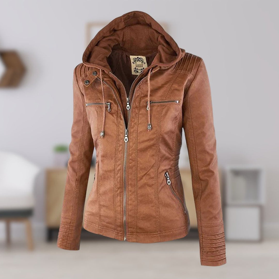 LUCINDA™ - ELEGANT HOODED LEATHER JACKET