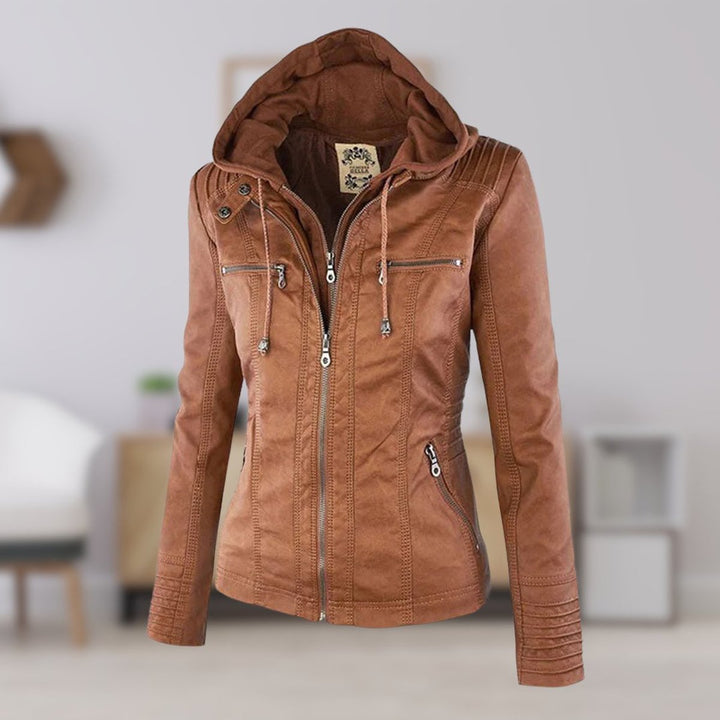 LUCINDA™ - ELEGANT HOODED LEATHER JACKET