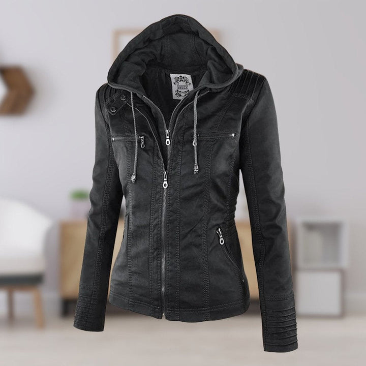 LUCINDA™ - ELEGANT HOODED LEATHER JACKET