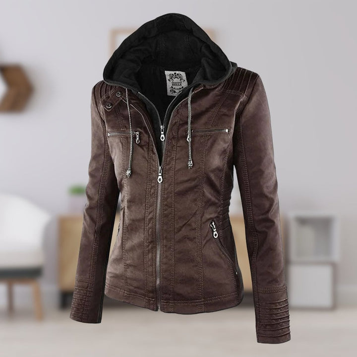 LUCINDA™ - ELEGANT HOODED LEATHER JACKET
