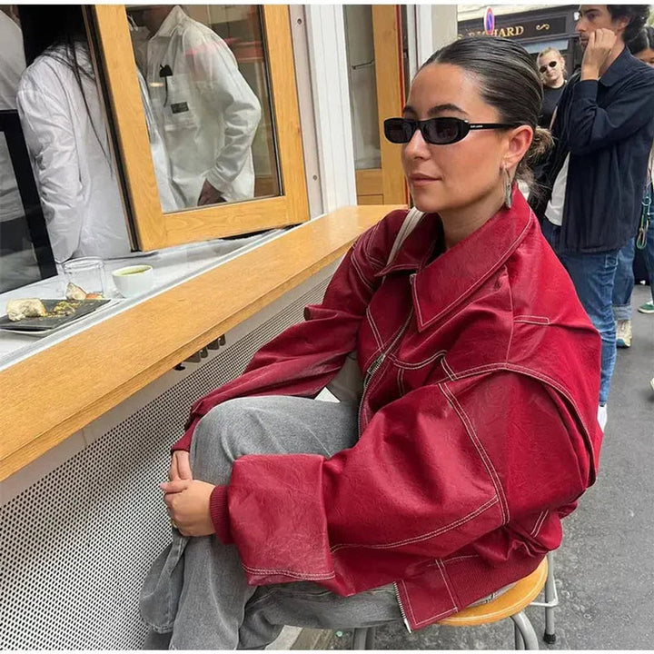 RENEE™ - OVERSIZED LEATHER BOMBER JACKET
