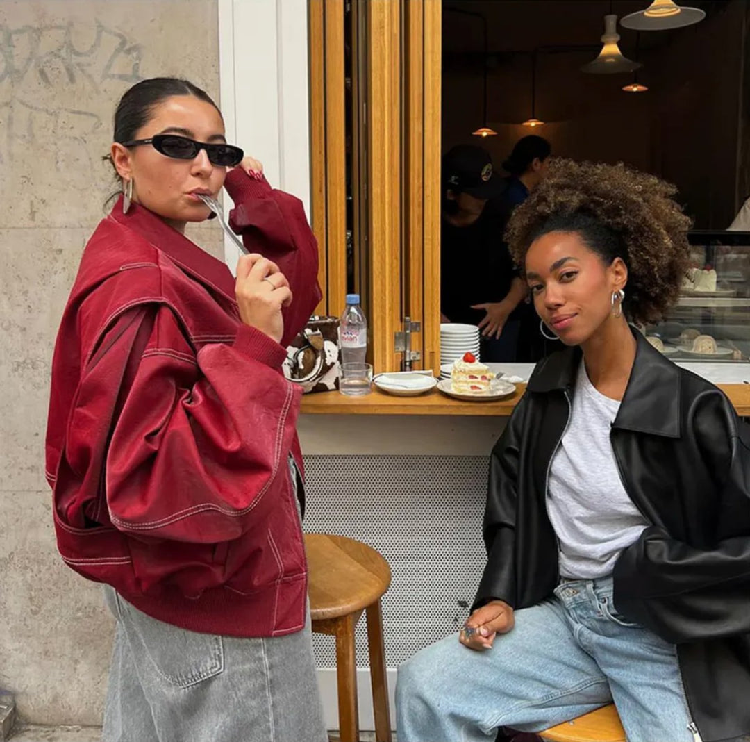 RENEE™ - OVERSIZED LEATHER BOMBER JACKET