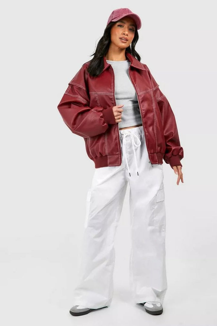 RENEE™ - OVERSIZED LEATHER BOMBER JACKET