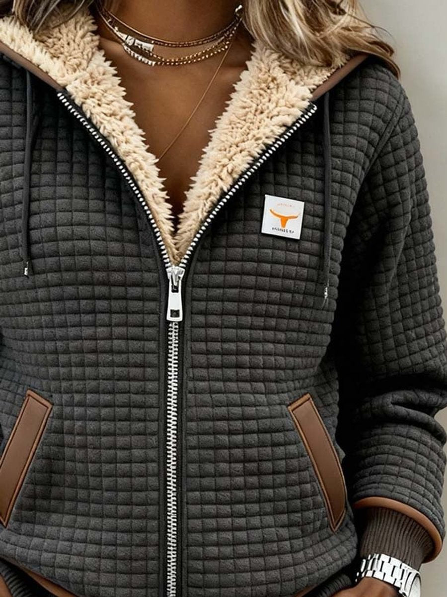 Bridgette | Cosy Textured Zip-Up Hooded Jacket